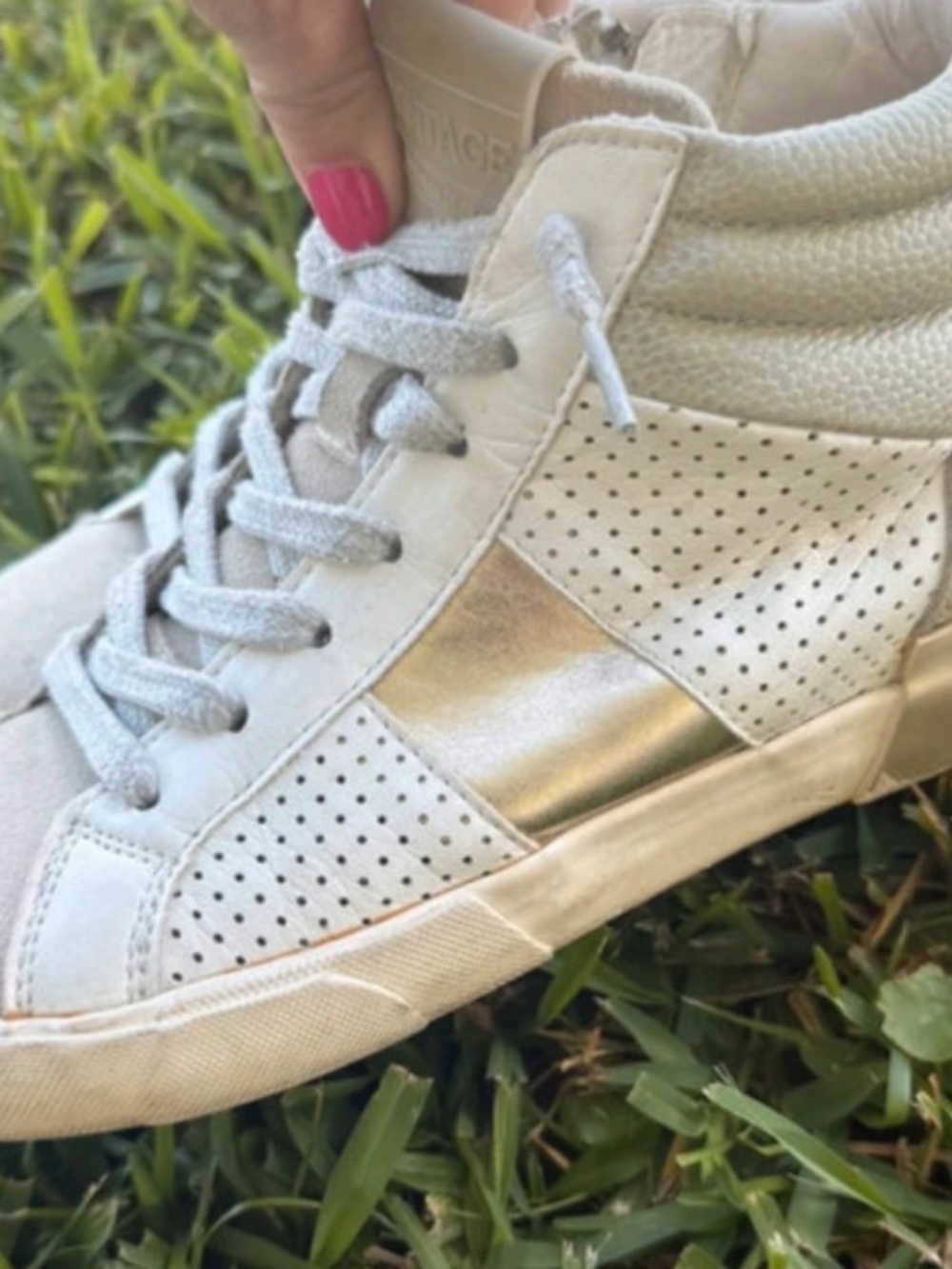 Vintage Havana Women’s High-Top Sneakers in Cream and Gold 8.5